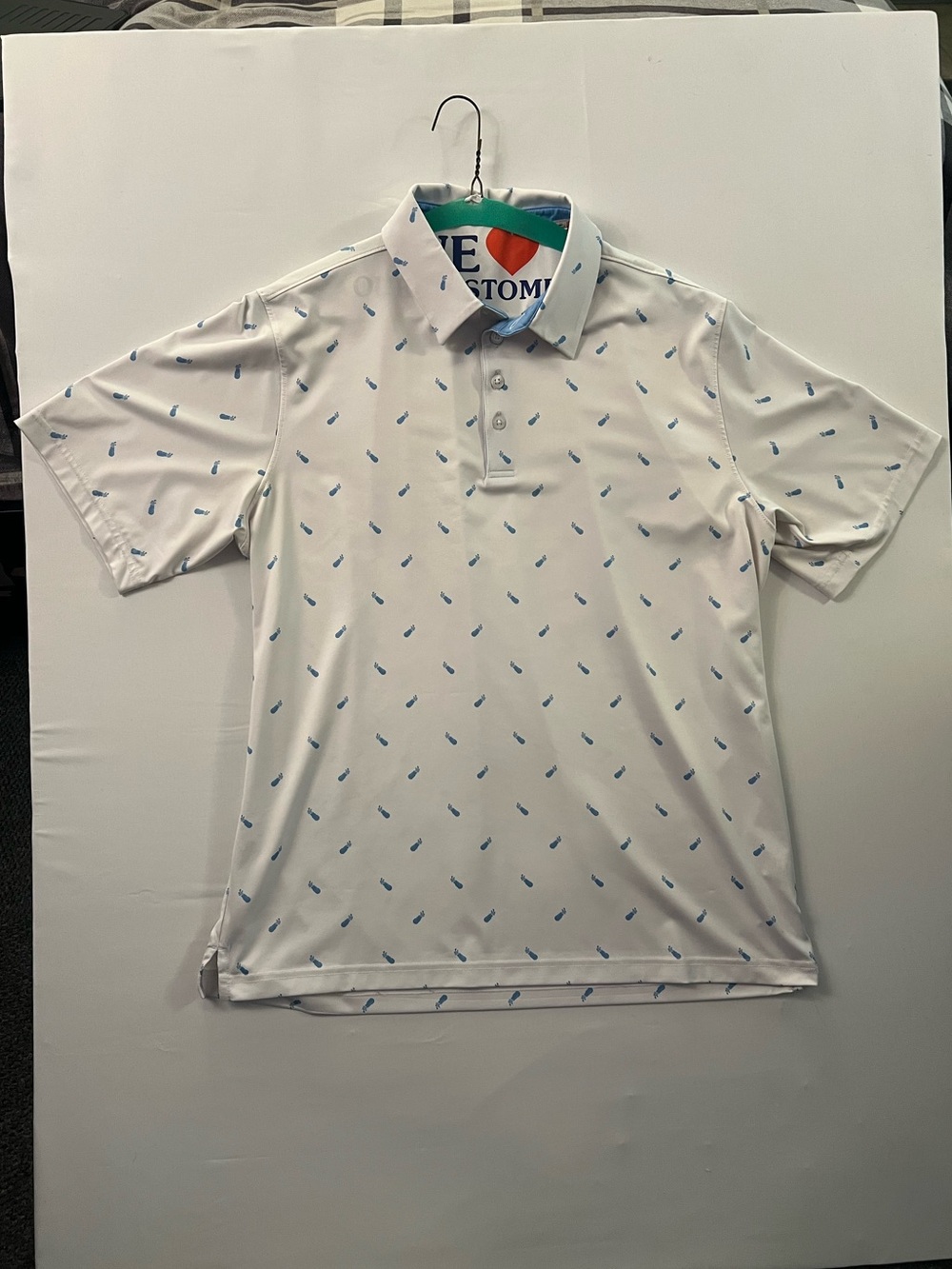 Walter Hagen White Polo with Blue Micro Icon Print